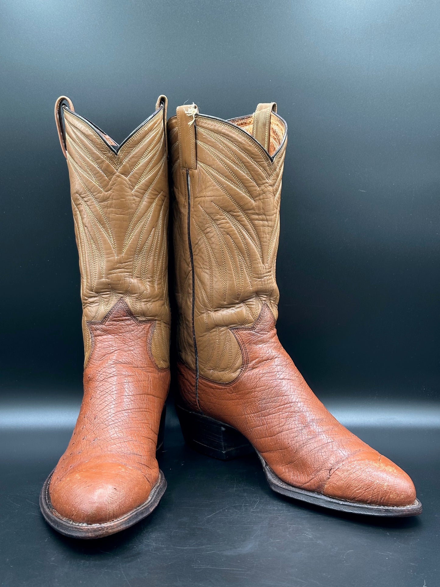 1950's Dixon Custom Ostrich Cowboy Boots size 9.5 D