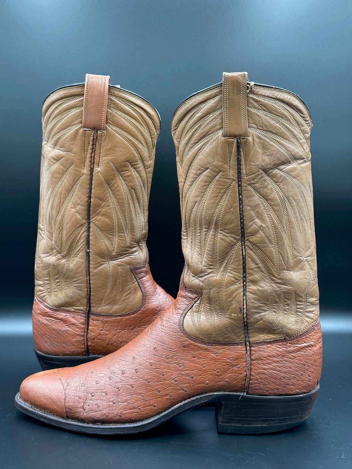 1950's Dixon Custom Ostrich Cowboy Boots size 9.5 D