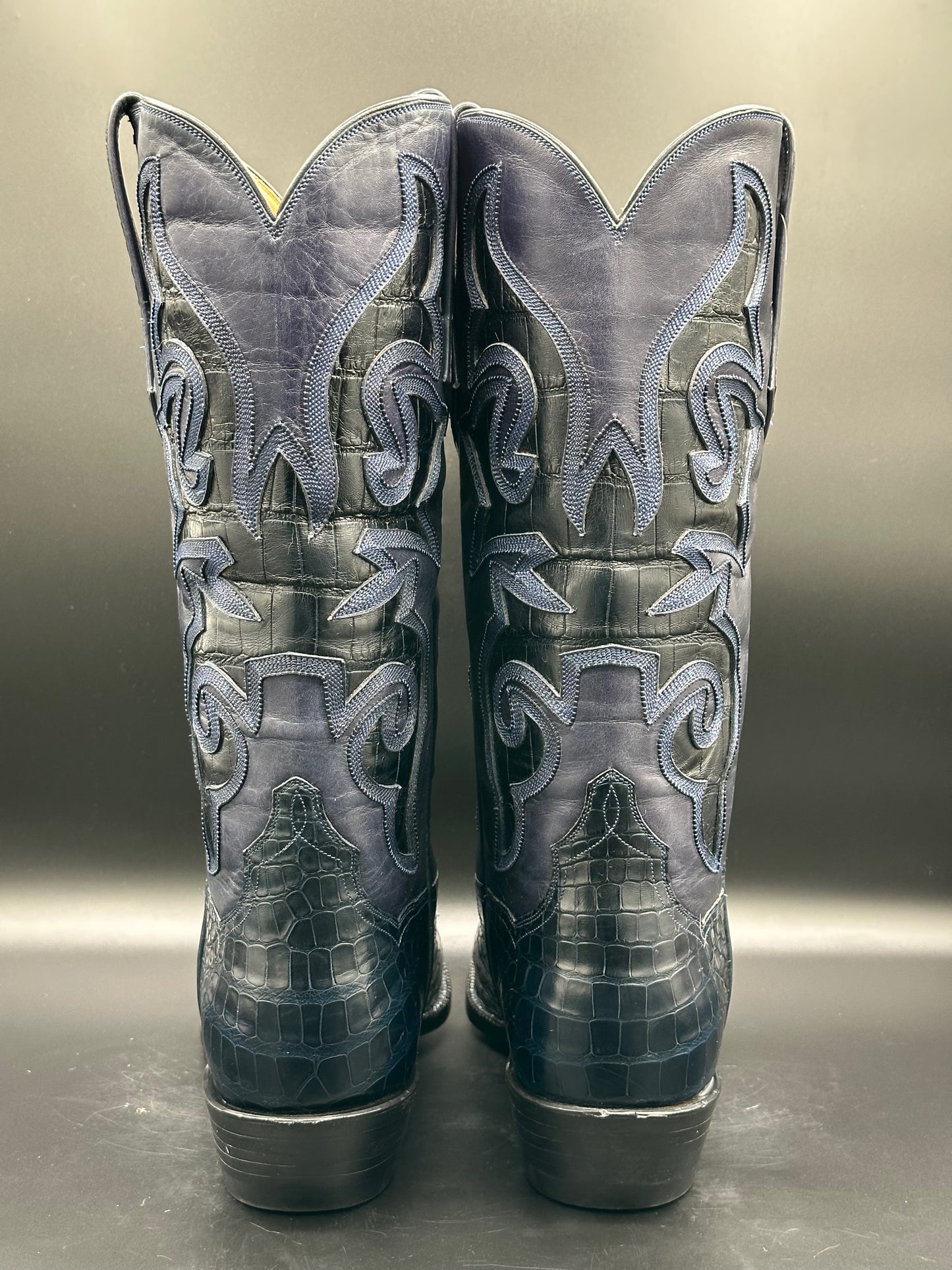 JB HILL Custom Navy Alligator Cowboy Boots size 12 D