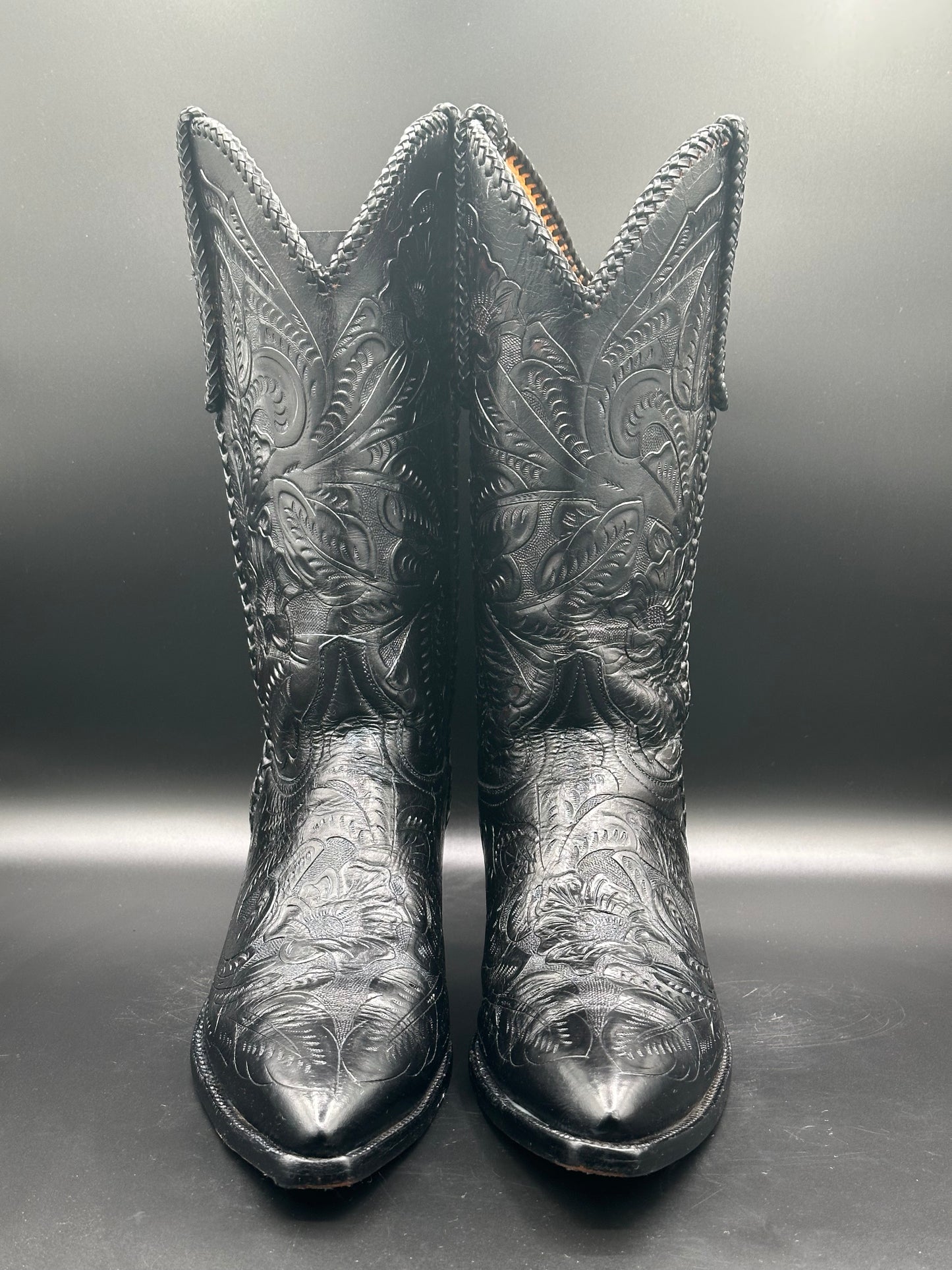 Larry Mahan Custom Hand Tooled Custom Cowboy Boots size 10 D
