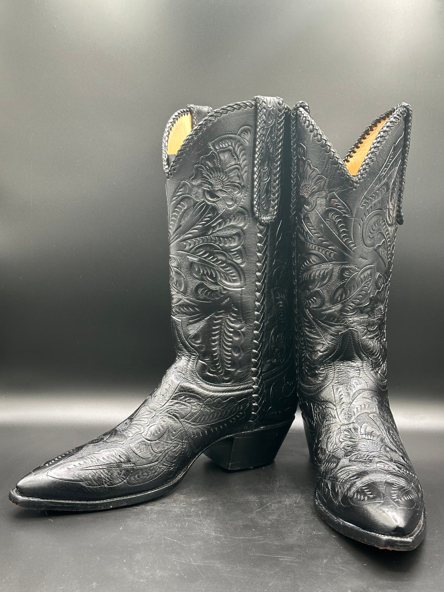 Larry Mahan Custom Hand Tooled Custom Cowboy Boots size 10 D