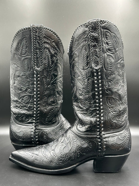 Larry Mahan Custom Hand Tooled Custom Cowboy Boots size 10 D