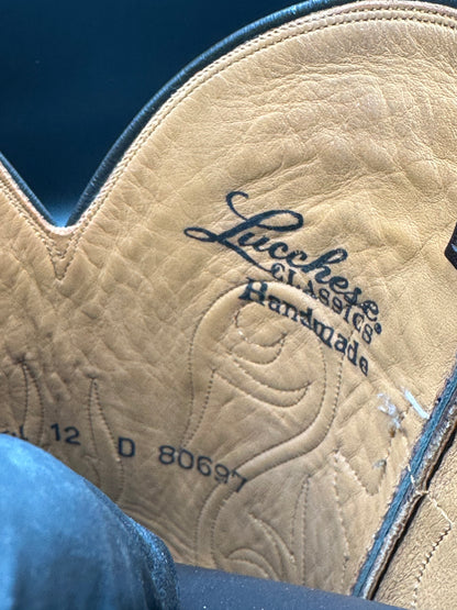 Lucchese Sueded Chocolate Caiman Belly Western Cowboy Boots SIZE 12 D