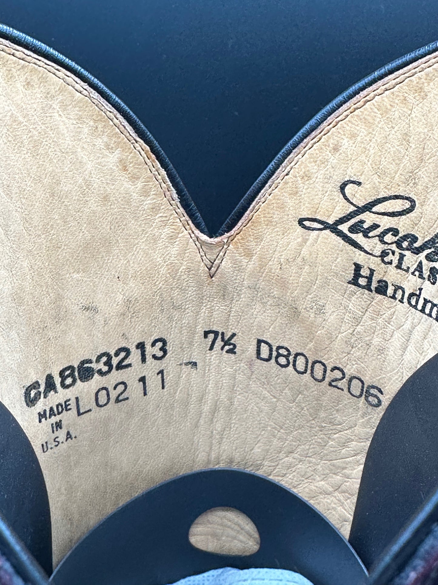 Lucchese Black Cherry Custom Hand Tooled Cowboy Boot size 7.5 D