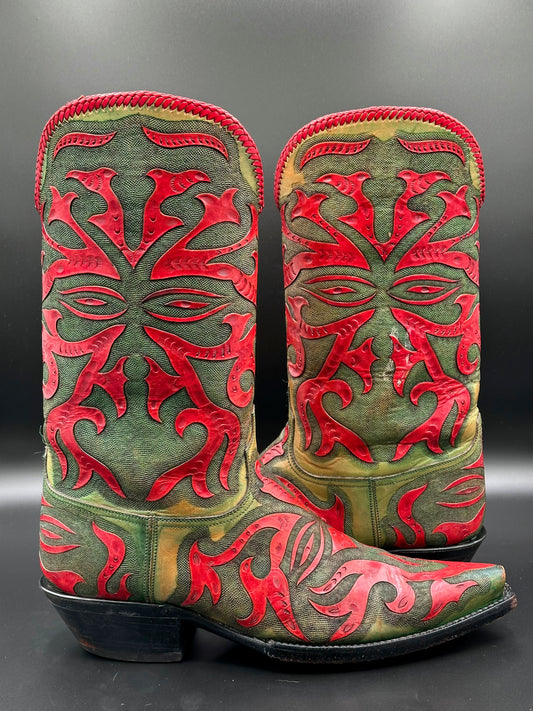 Black Jack Custom Hand Tooled Cowboy Boots size 10.5 EE