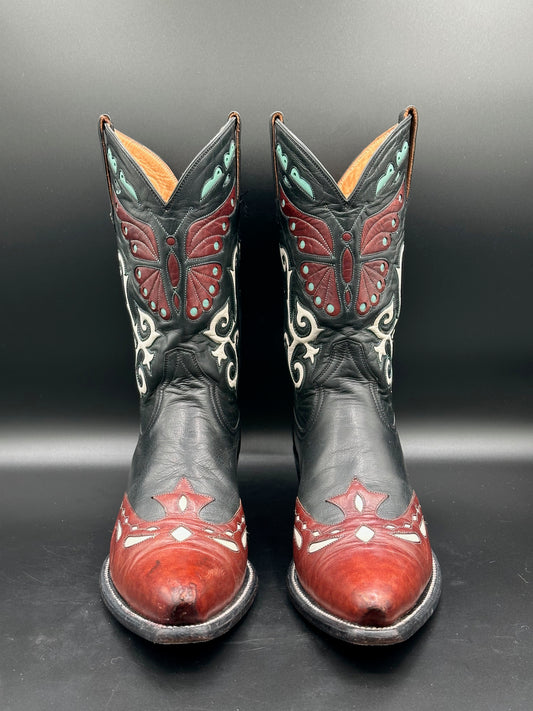 Leddy Vaquero Handmade Butterfly Cowgirl Boots size 9 B