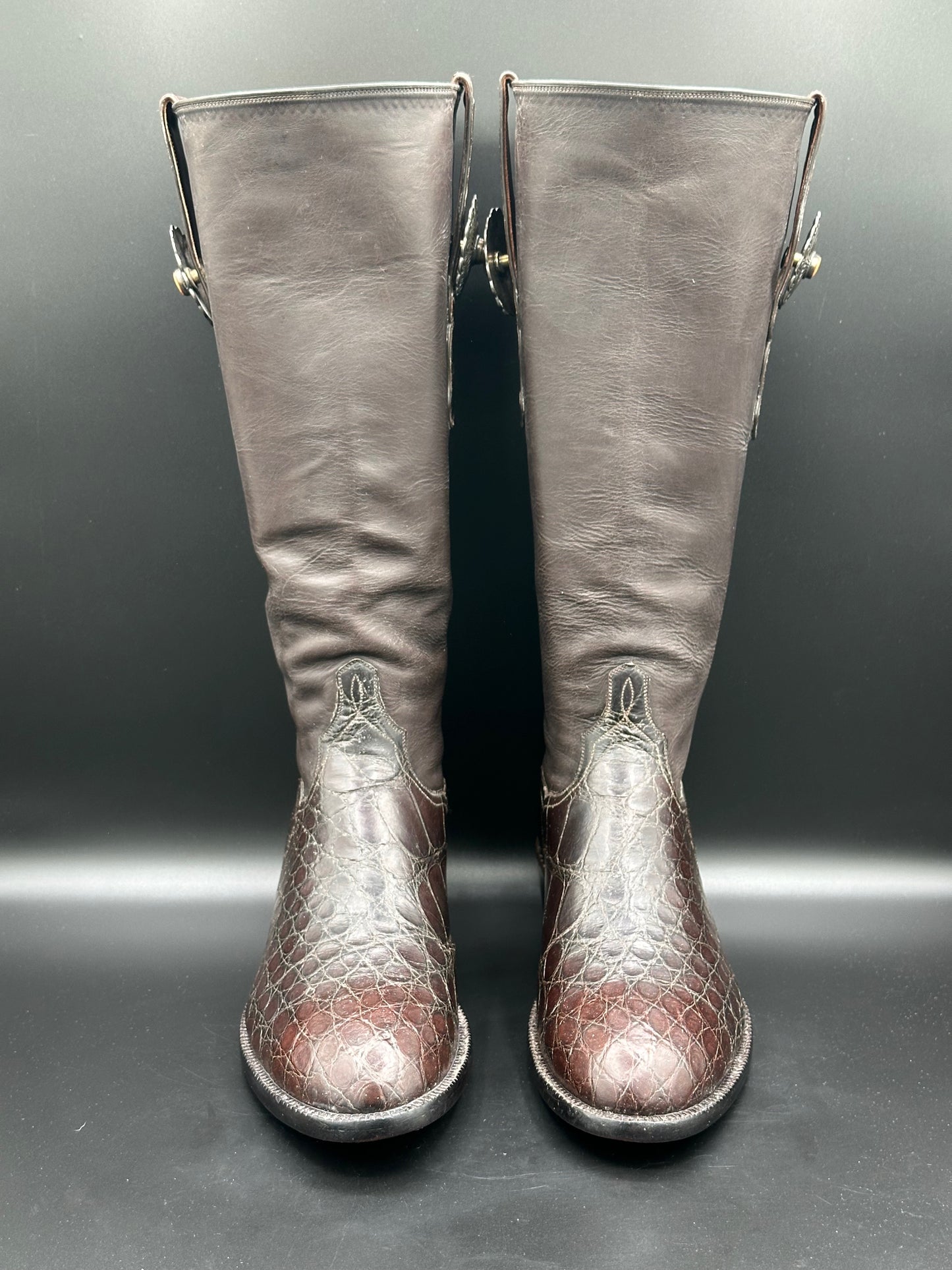 TO Stanley Custom Regal American Alligator w/ Sterling Silver Conchos size 9.5 D