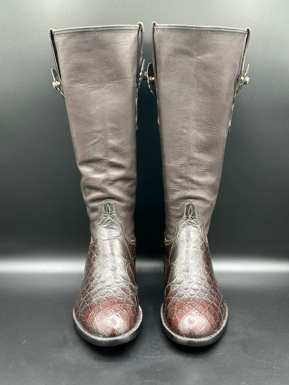 TO Stanley Custom Regal American Alligator w/ Sterling Silver Conchos size 9.5 D