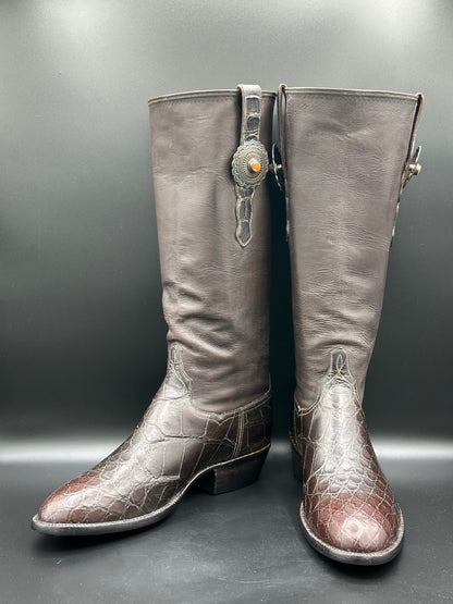 TO Stanley Custom Regal American Alligator w/ Sterling Silver Conchos size 9.5 D