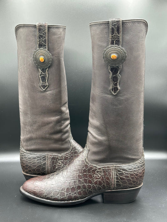 TO Stanley Custom Regal American Alligator w/ Sterling Silver Conchos size 9.5 D