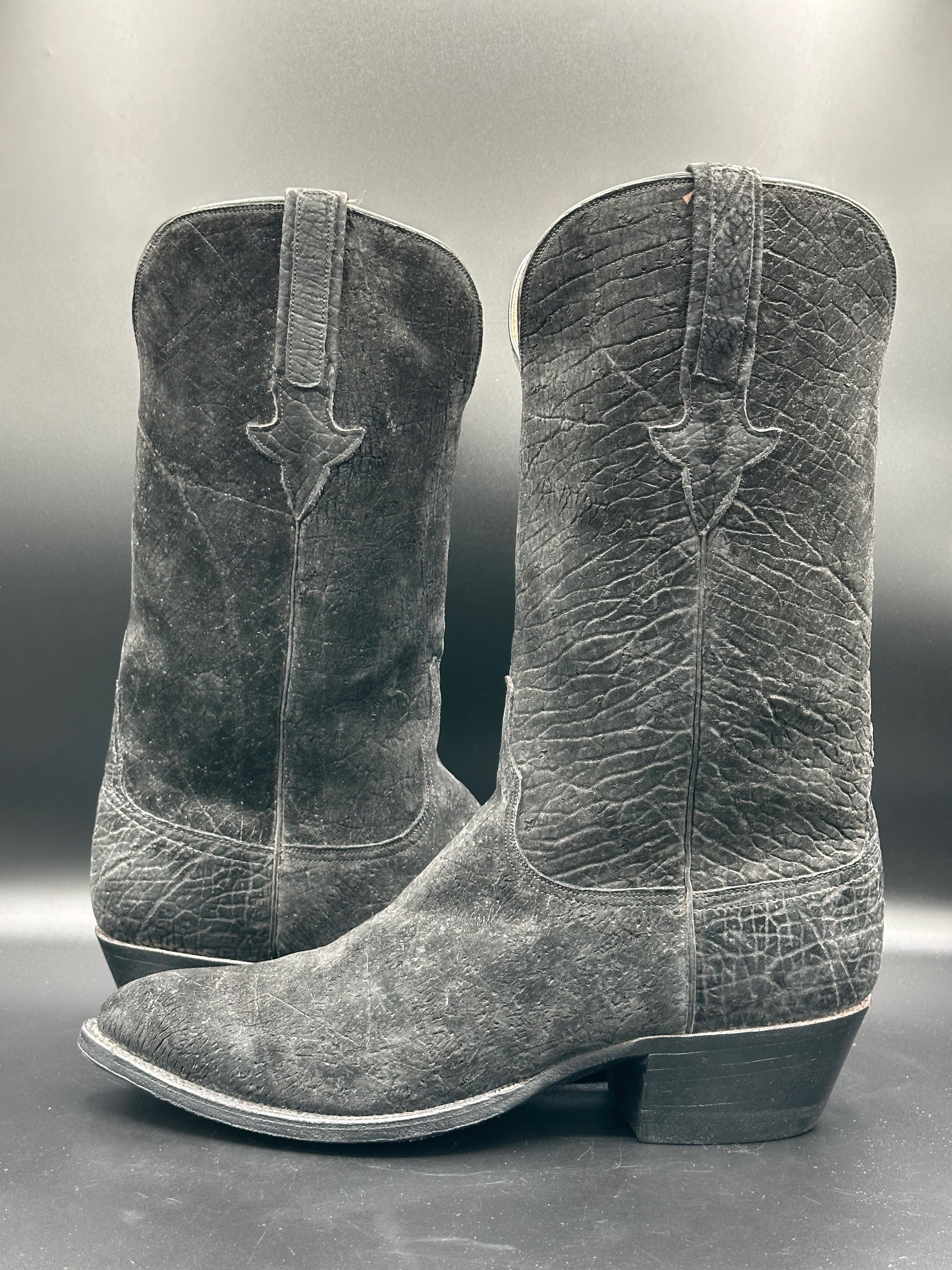 ♡希少　フランスアンティーク　ジュモー　コンパニオンドッグ　Low Lowドッグ Lucchese Full Sueded Hippo Western Boots 9.5 D – Western Boot Company