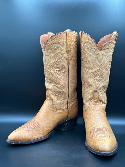 Lucchese Full Smooth Ostrich Cowboy Boots size 9.5 D