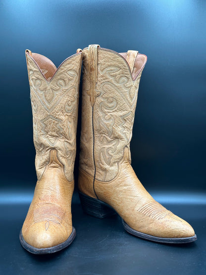 Lucchese Full Smooth Ostrich Cowboy Boots size 9.5 D