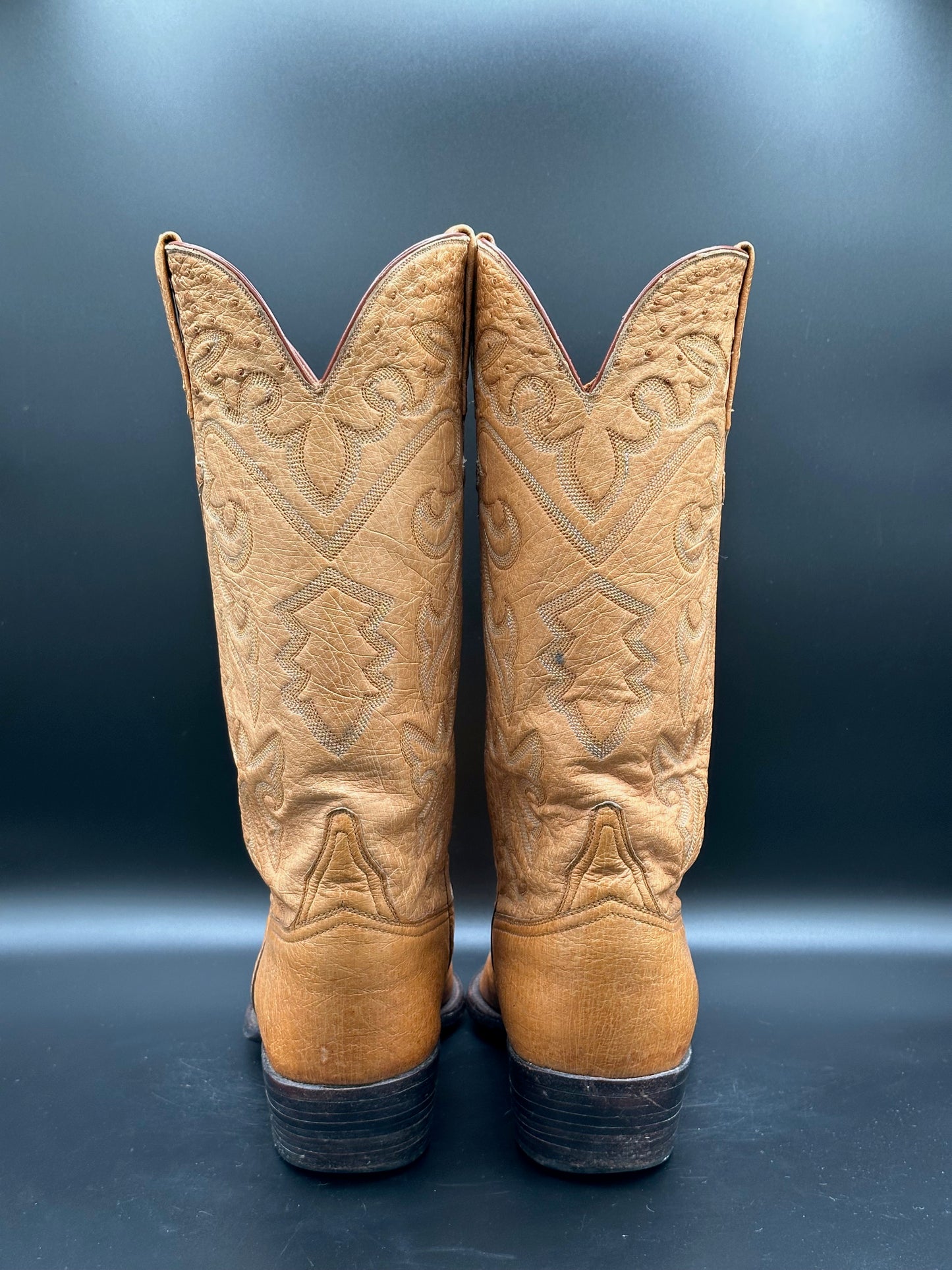 Lucchese Full Smooth Ostrich Cowboy Boots size 9.5 D